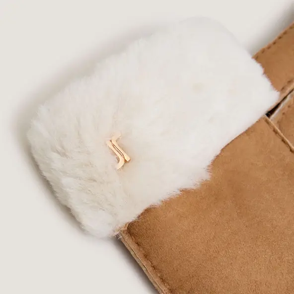 Gants fourrés en peau lainée cognac | JOYEUX | Jonak