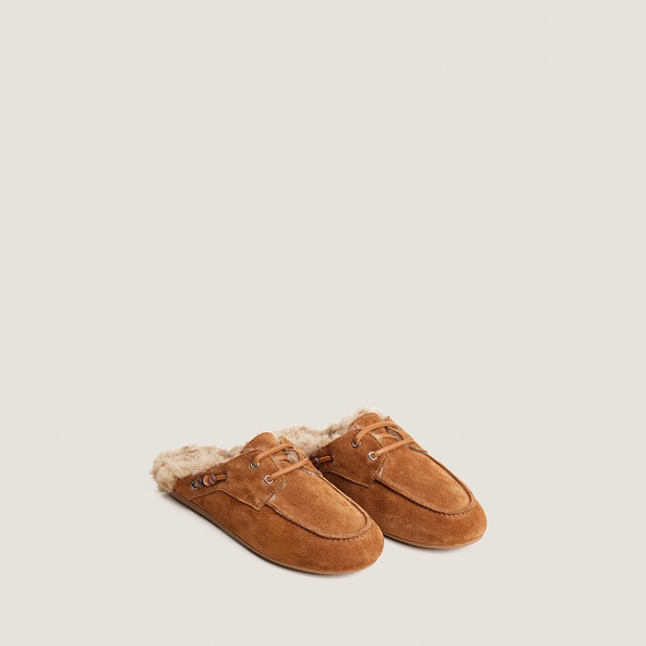 Mocassins souples &agrave; bouts arri&egrave;res ouverts en croute cognac | LILOU | Jonak