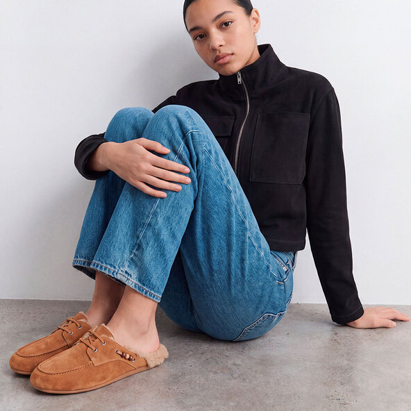 Mocassins souples à bouts arrières ouverts en croûte cognac | LILOU | Jonak