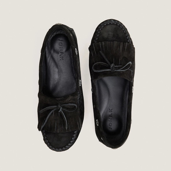 Mocassins souples &agrave; lacets en cro&ucirc;te noir | LOUISON | Jonak