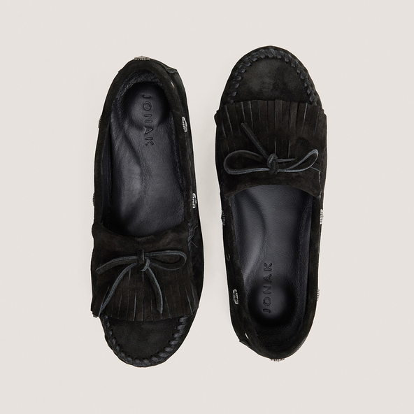 Mocassins souples à lacets en croûte noir | LOUISON | Jonak