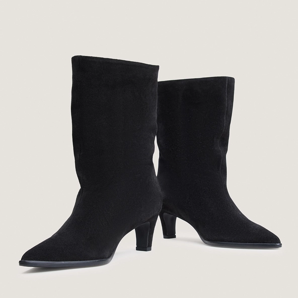 Bottines à talons et bouts pointus en croute noir | PY | Jonak