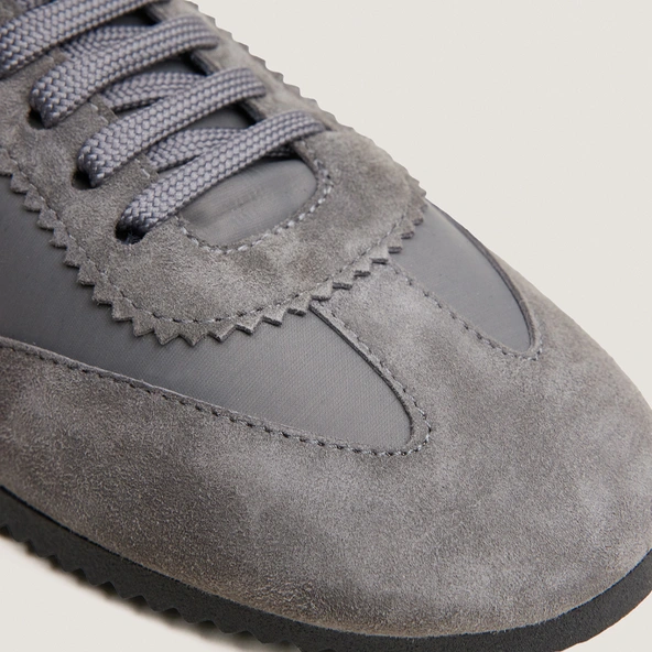 Baskets à lacets en velours gris et nylon gris | DUTA | Jonak