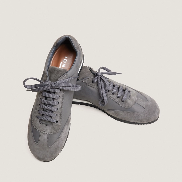 Baskets à lacets en velours gris et nylon gris | DUTA | Jonak