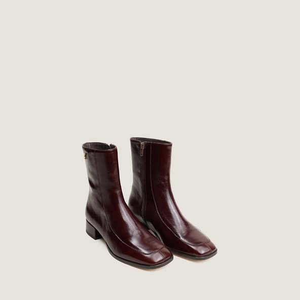 Bottines à bouts carrés en cuir vieilli chocolat | VAREL | Jonak