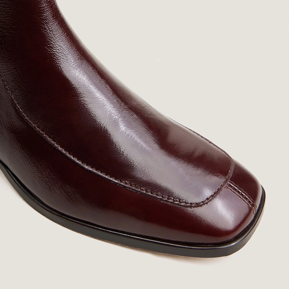 Bottines à bouts carrés en cuir vieilli chocolat | VAREL | Jonak
