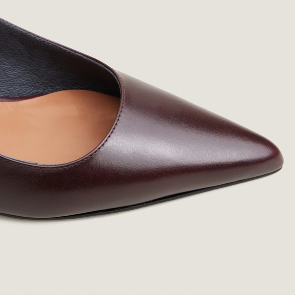 Slingback &agrave; bout pointus en cuir bordeaux | DOUALA | Jonak