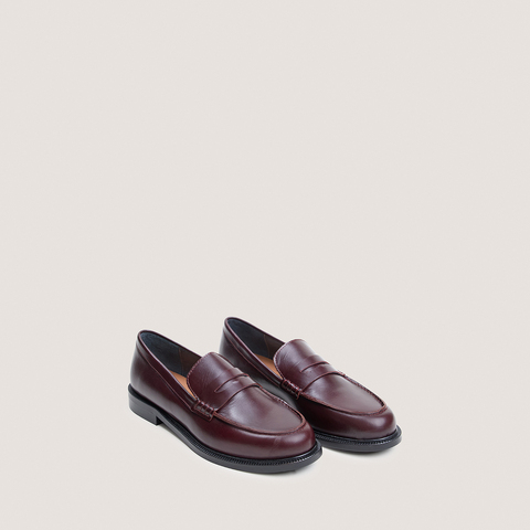 Mocassins &agrave; bouts ronds bordeaux