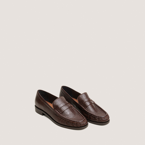 Mocassins &agrave; bouts ronds marron