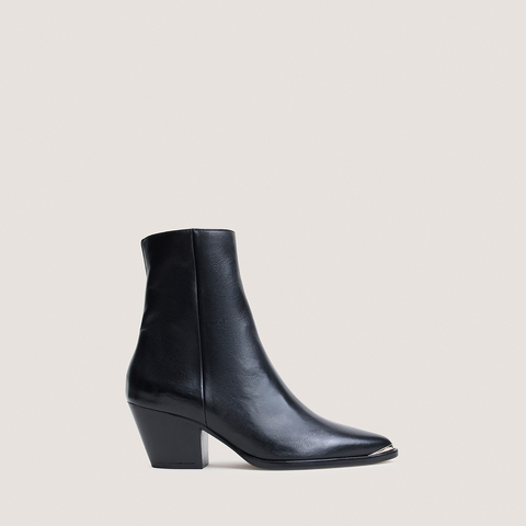 Bottines &agrave; talons et embouts argent&eacute;s noir