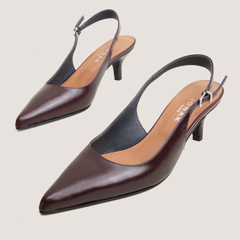 Escarpins slingbacks &agrave; petits talons bordeaux