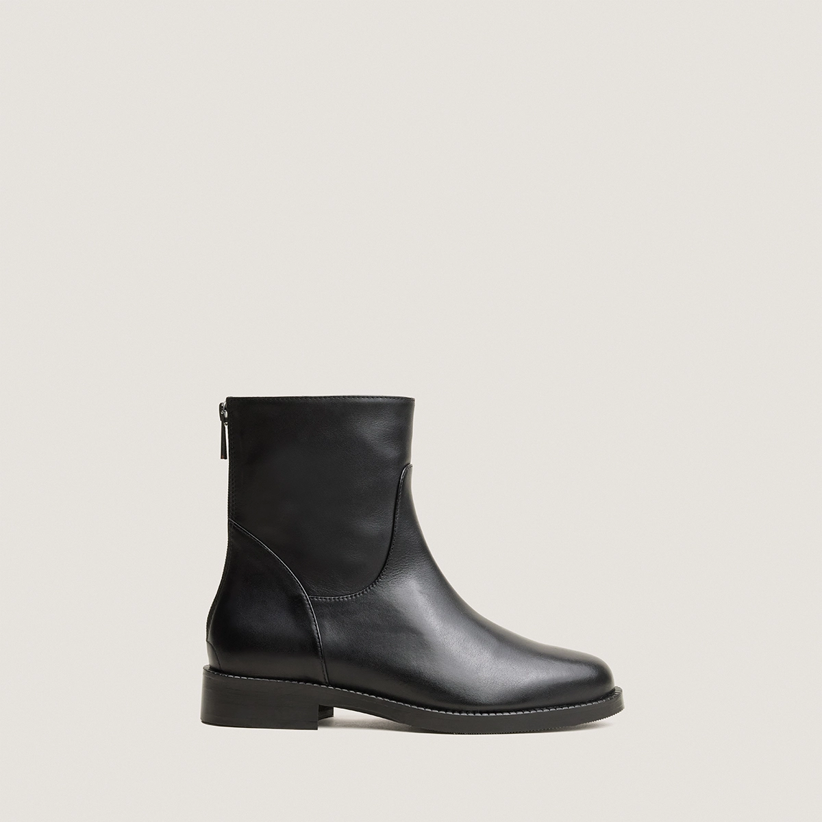 Bottines à zip et à talons en cuir noir | VELDA | Jonak