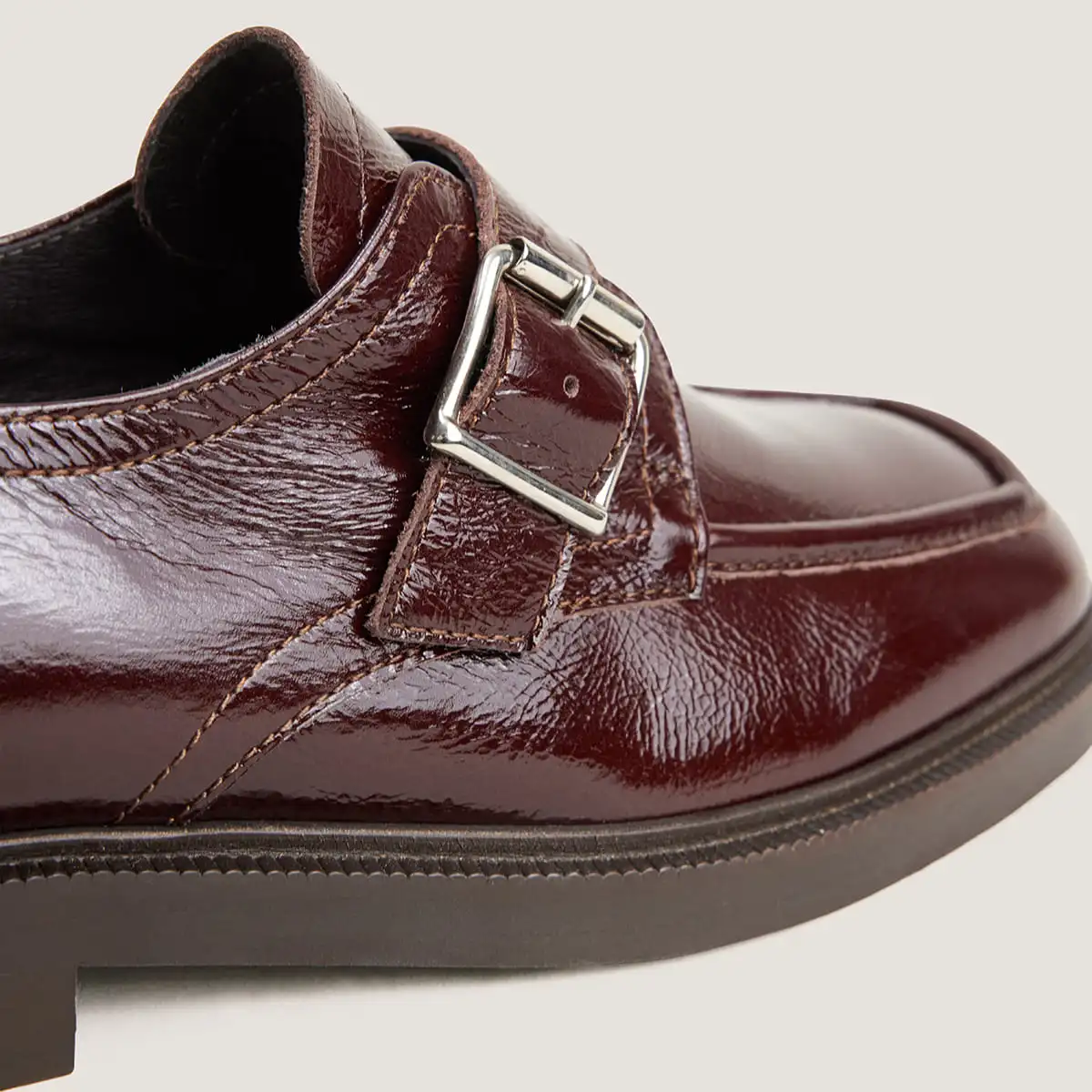Derbies à boucle en cuir vieilli chocolat | DAMELIA | Jonak