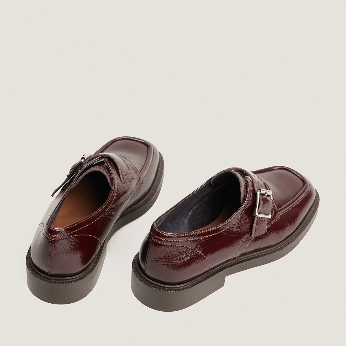 Derbies à boucle en cuir vieilli chocolat | DAMELIA | Jonak