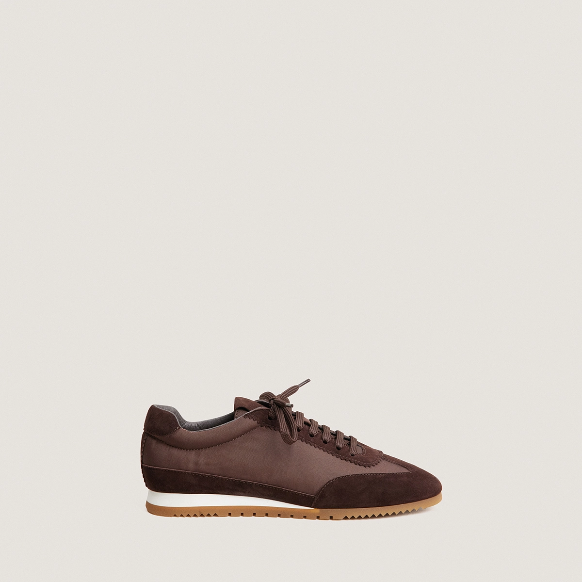 Baskets à lacets en velours marron et nylon marron | DUTA | Jonak