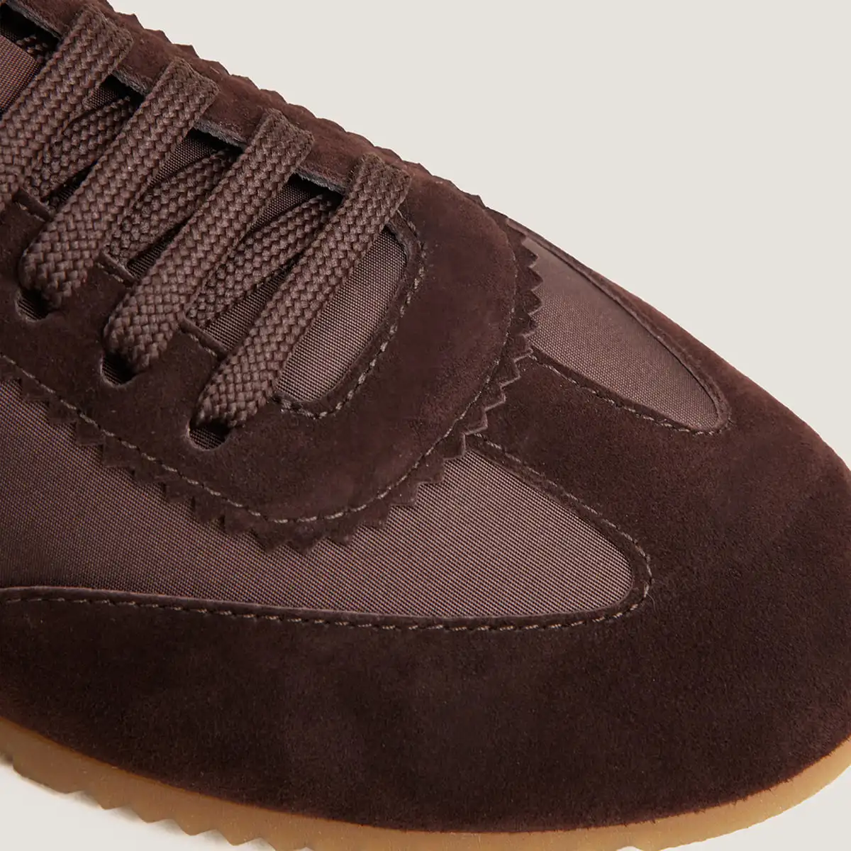 Baskets à lacets en velours marron et nylon marron | DUTA | Jonak