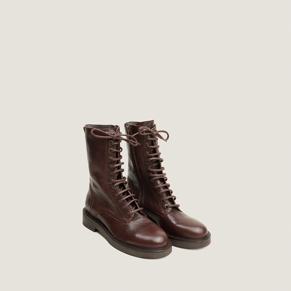 Bottes à talons en cuir grainé marron | APHELIE | Jonak