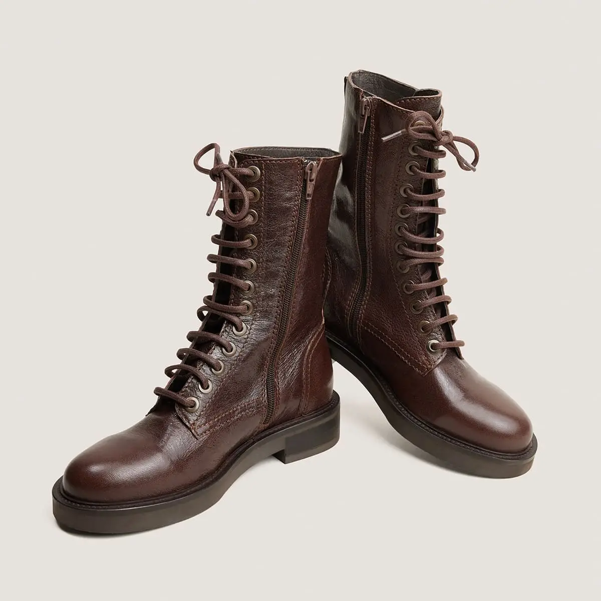 Bottes à talons en cuir grainé marron | APHELIE | Jonak