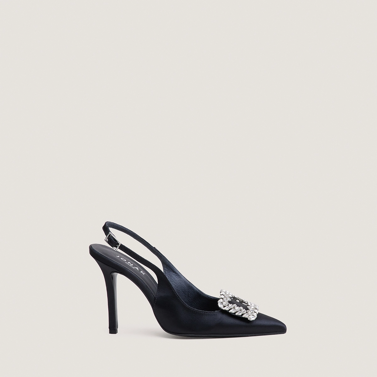 Escarpins slingbacks à bouts pointus en satin noir | DOVELUS | Jonak