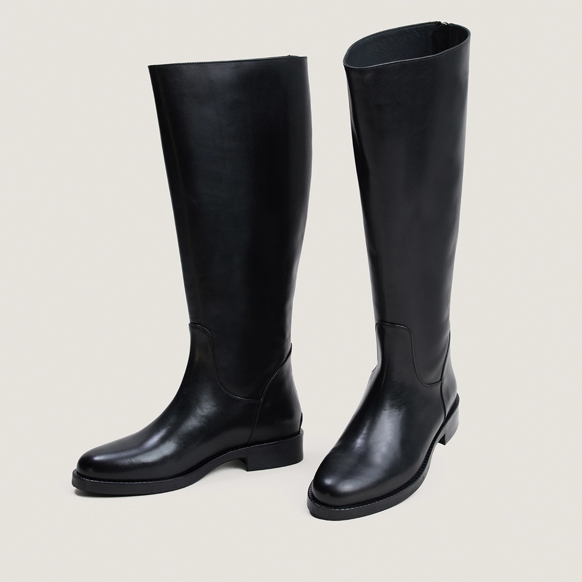 Bottes à talon en cuir noir taille mollet L | FLEUR | Jonak