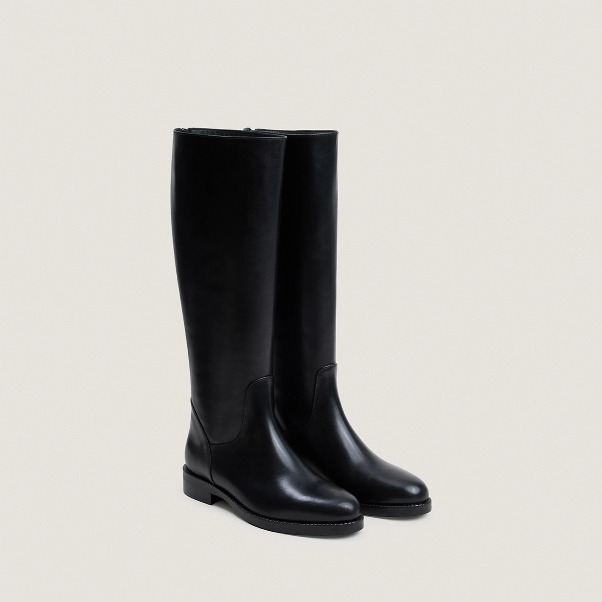Bottes à talons en cuir noir taille mollet M | FLEUR | Jonak
