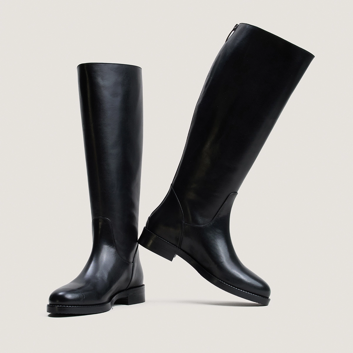Bottes à talons en cuir noir taille mollet M | FLEUR | Jonak