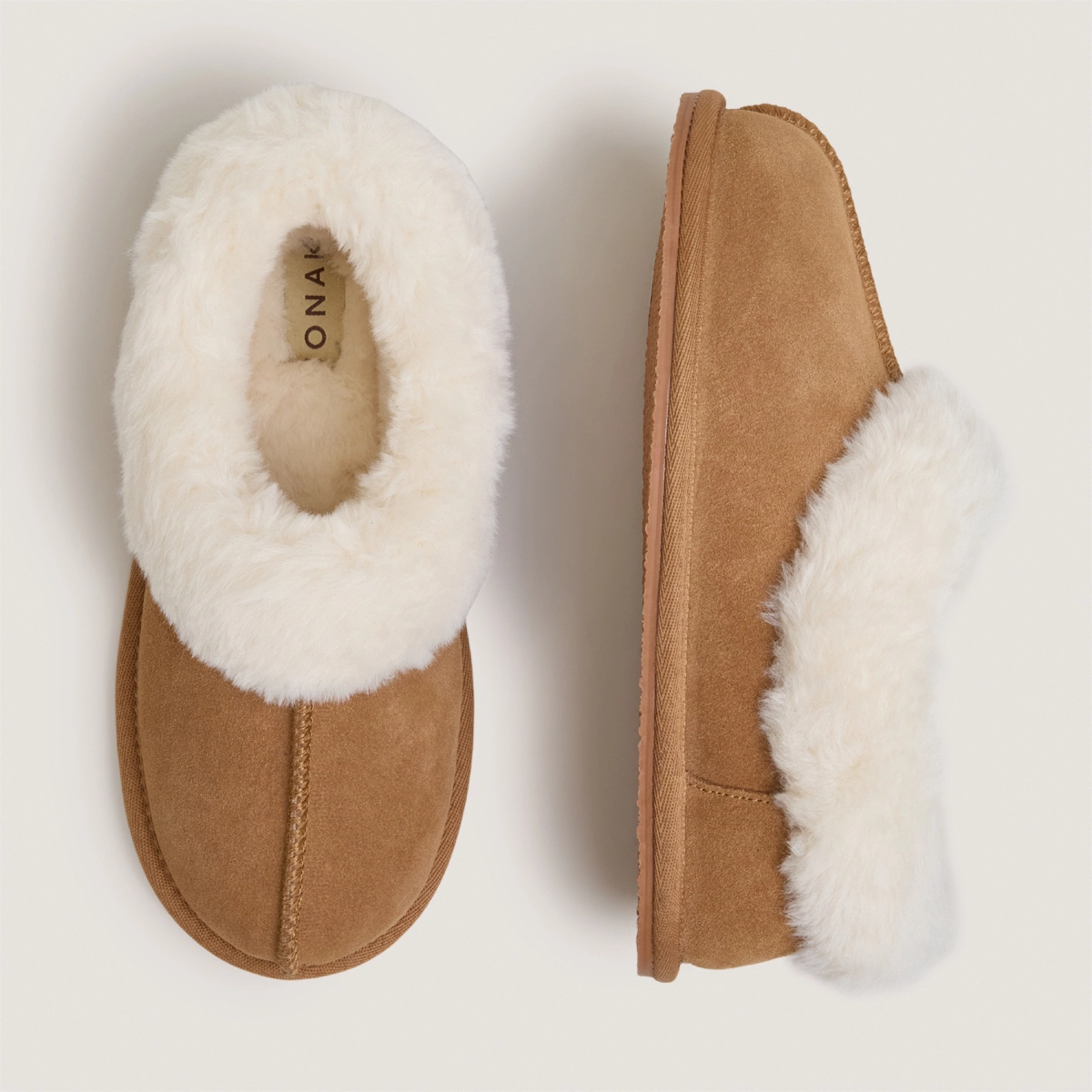 Chaussons en croute noisette et fourrure synthétique noisette | JOYEUSE | Jonak