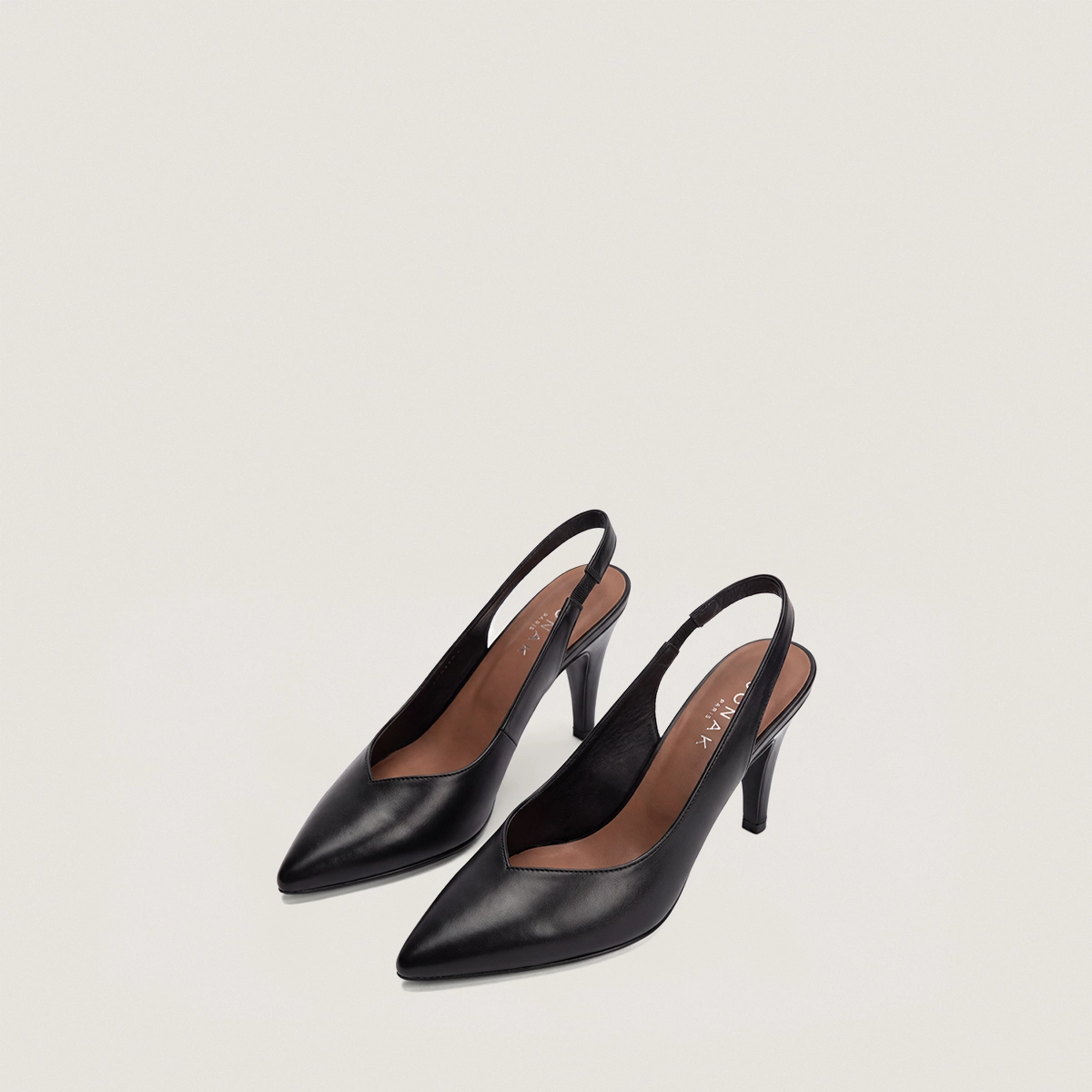 Escarpins slingbacks et à bouts pointus en cuir noir | DILETTO | Jonak