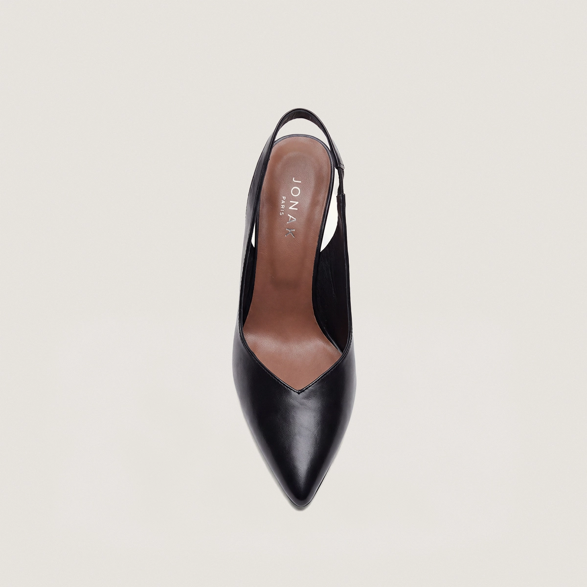 Escarpins slingbacks et à bouts pointus en cuir noir | DILETTO | Jonak