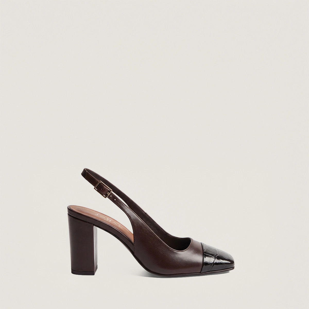 Escarpins à talon en cuir effet croco noir et cuir noir | DESTINO | Jonak