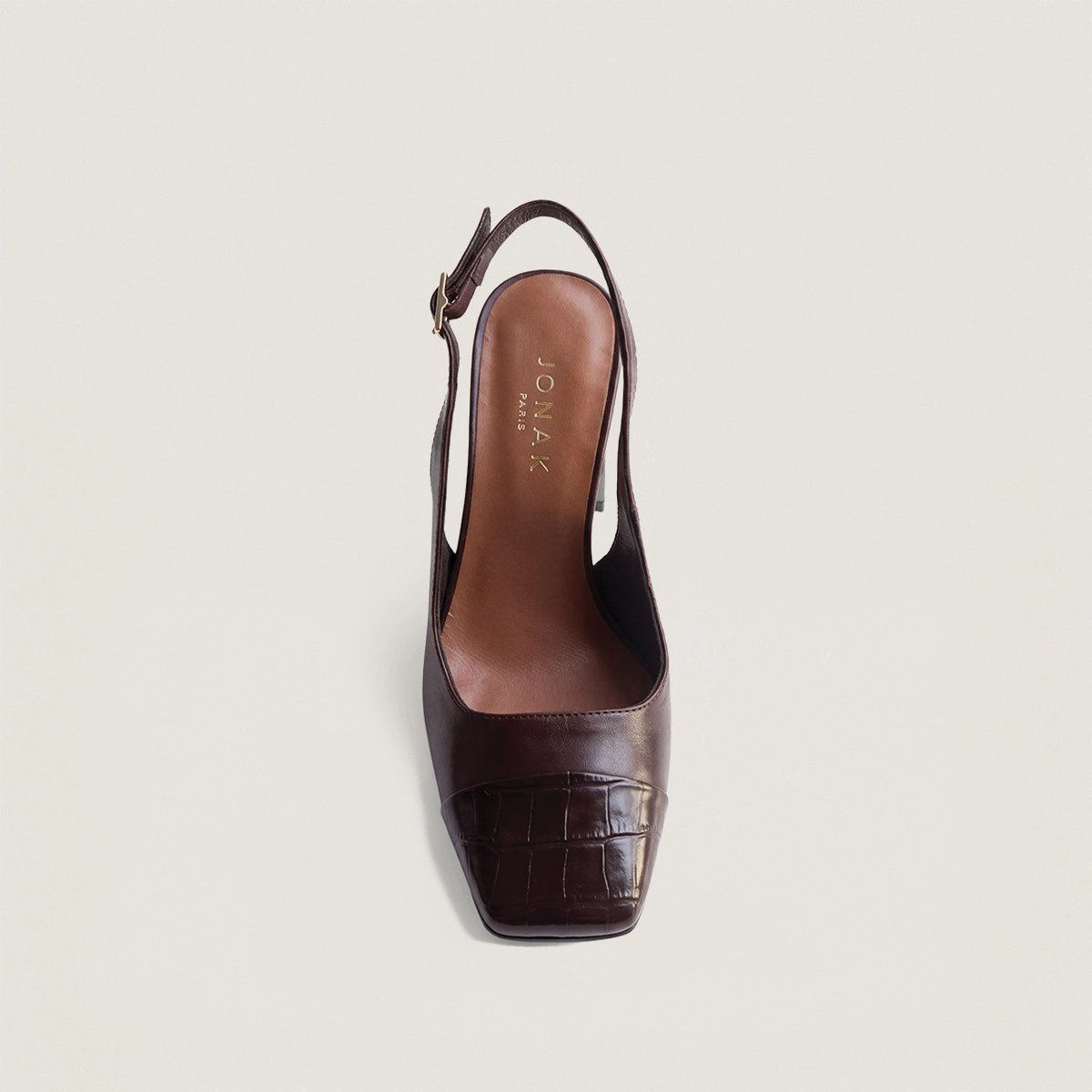 Escarpins à talon en cuir effet croco noir et cuir noir | DESTINO | Jonak