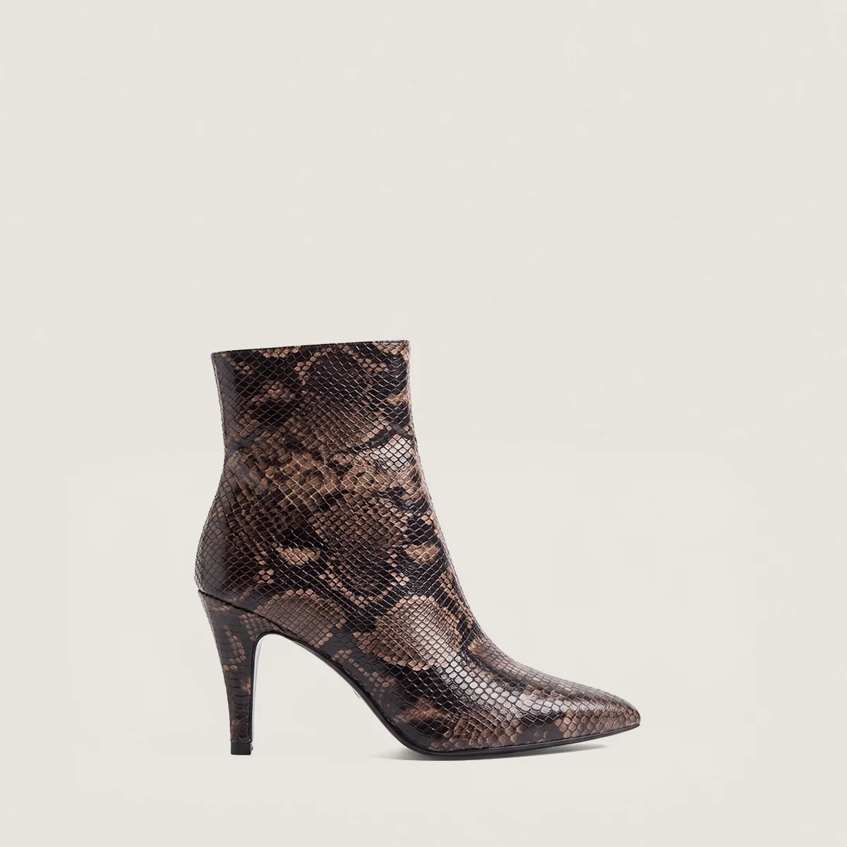 Bottines à bouts pointus cuir effet python taupe | DIAPHANE | Jonak
