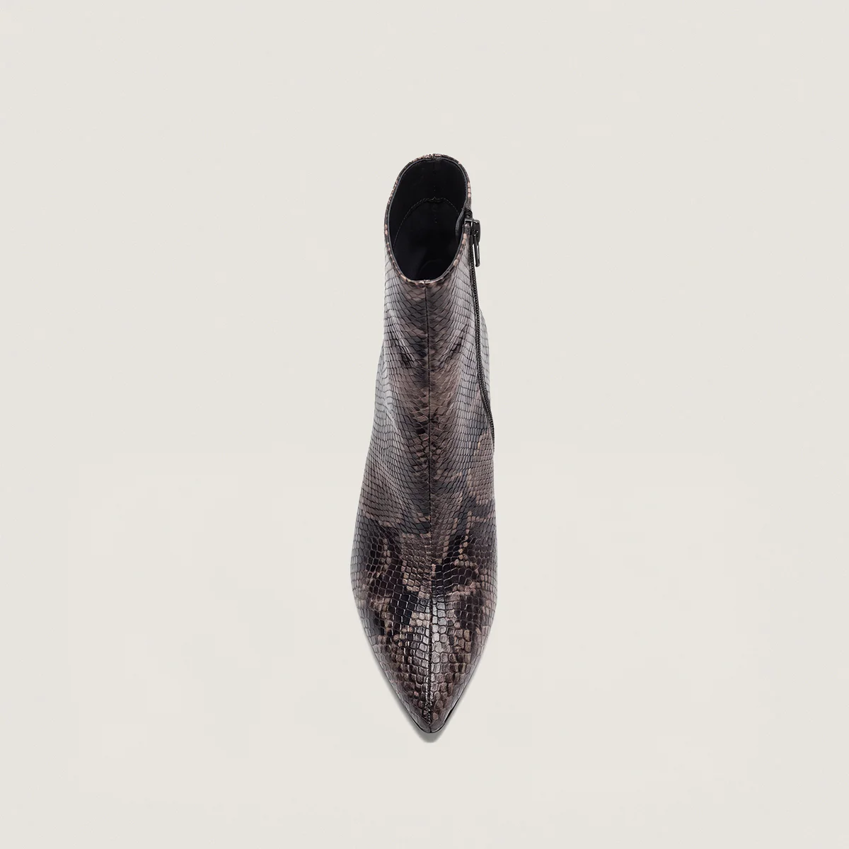 Bottines à bouts pointus cuir effet python taupe | DIAPHANE | Jonak