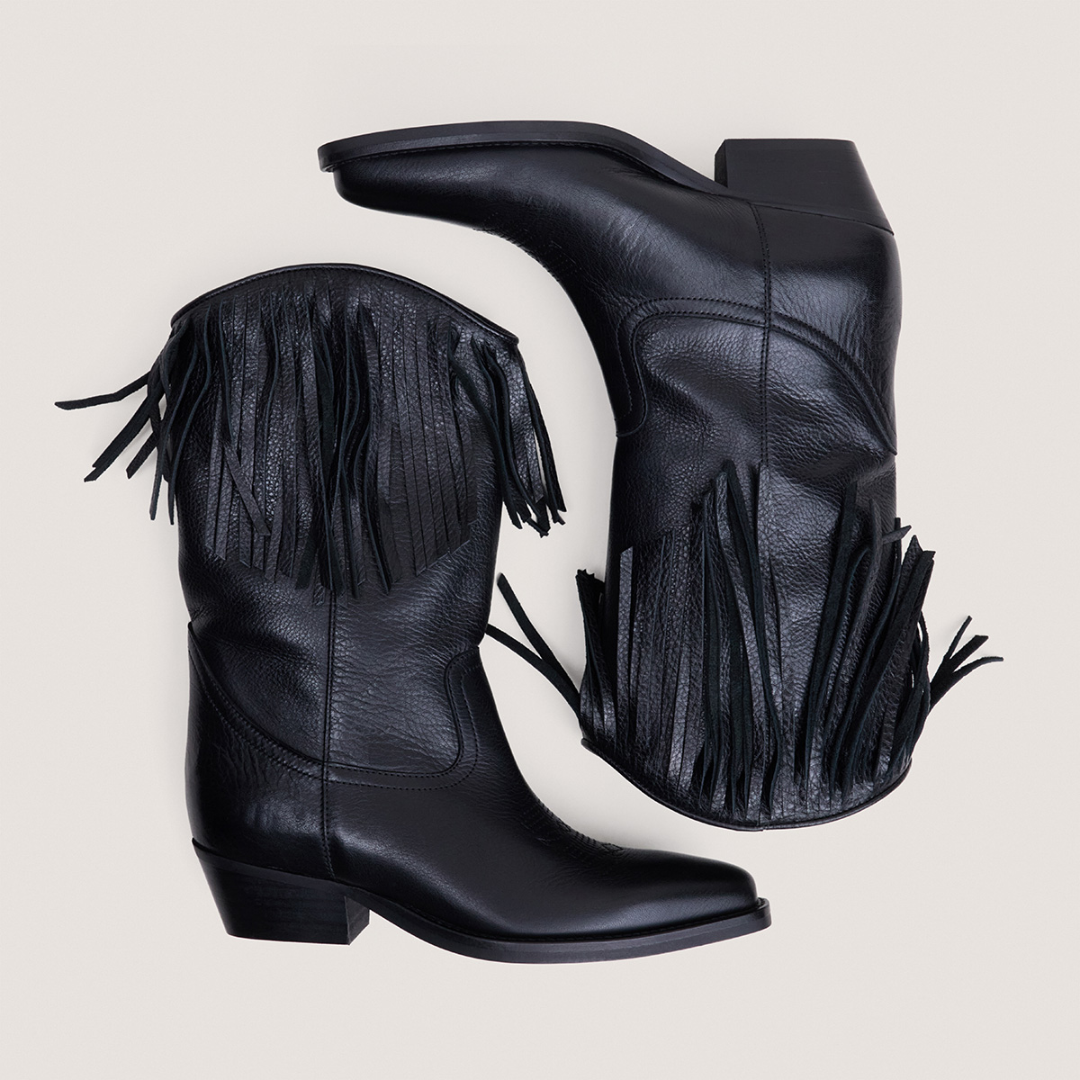 Bottes à talons et bouts pointus en cuir grainé noir | DELEANE | Jonak