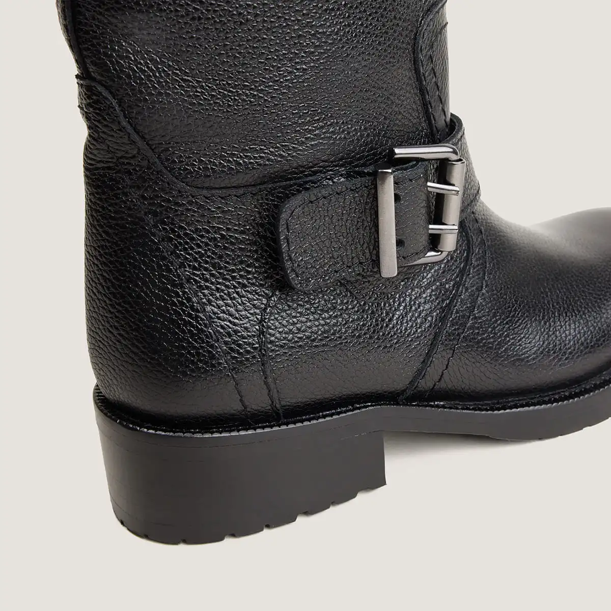 Bottes &agrave; bouts ronds en cuir grain&eacute; noir | DIKE | Jonak