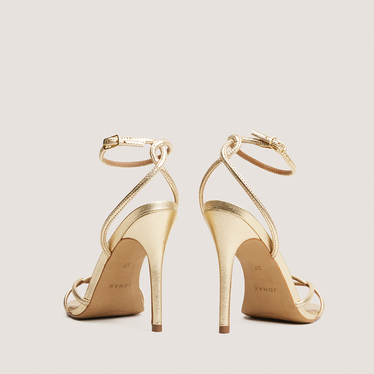 Sandales &agrave; talons hauts en cuir m&eacute;tallis&eacute; or | FABULEUSE | Jonak