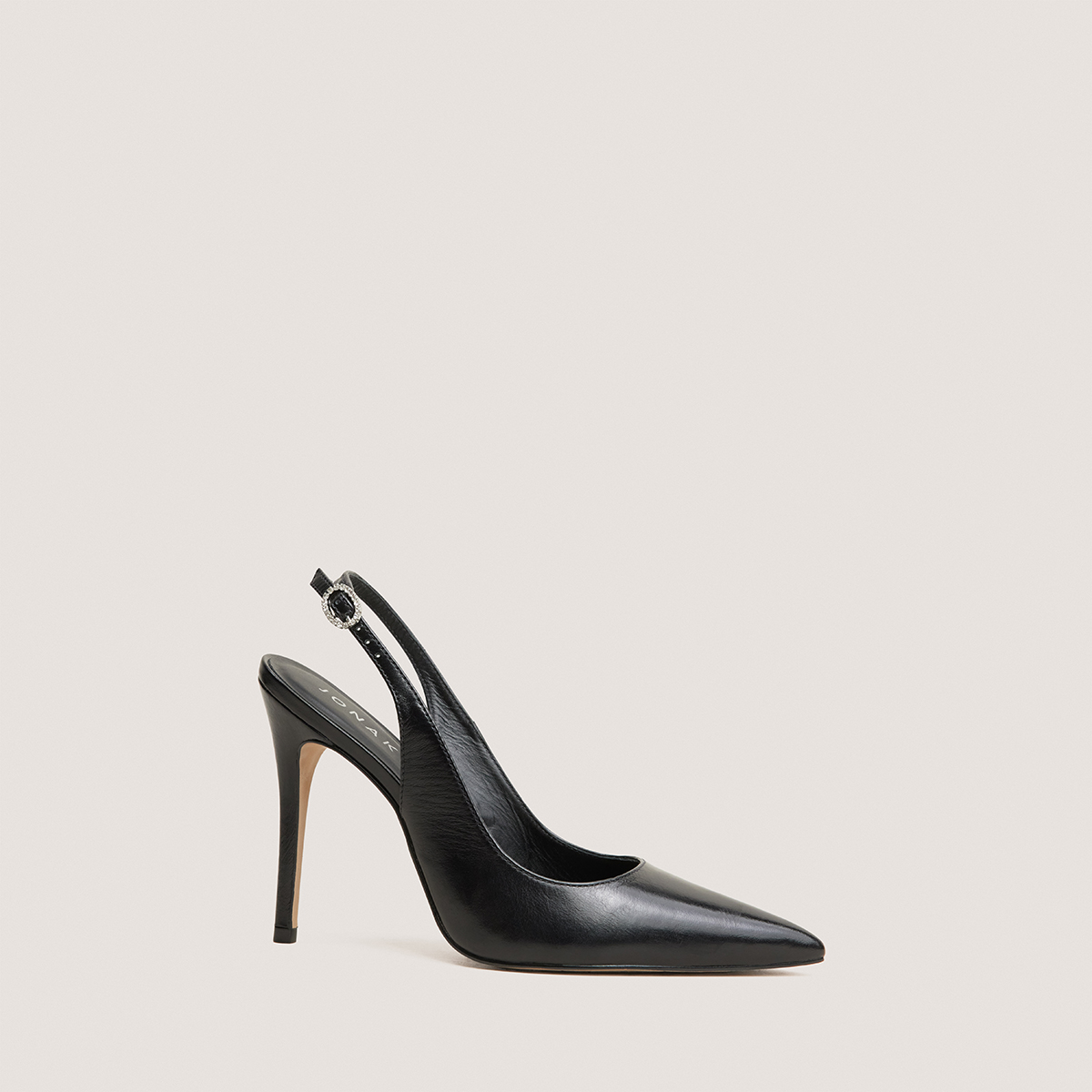 Escarpins slingbacks à bouts pointus en cuir noir | FLAMME | Jonak