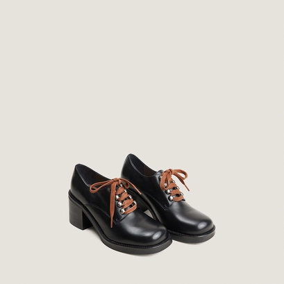 Derbies &agrave; talon en cuir noir | DIVALUS | Jonak