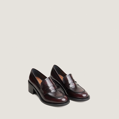Mocassins à talon bordeaux