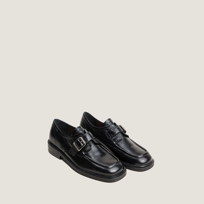 Derbies &agrave; boucle en cuir vieilli noir | DAMELIA | Jonak
