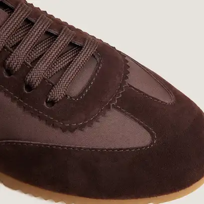Baskets à lacets en velours marron et nylon marron | DUTA | Jonak
