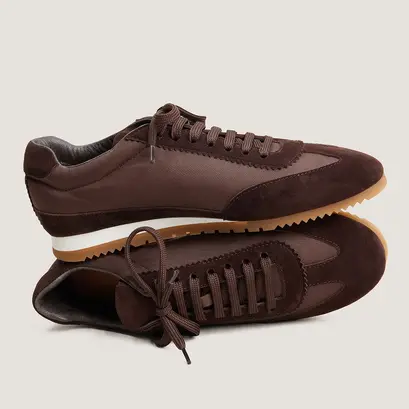 Baskets à lacets en velours marron et nylon marron | DUTA | Jonak