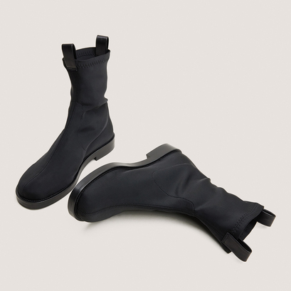 Boots &agrave; bouts ronds en textile stretch noir | DAMI | Jonak