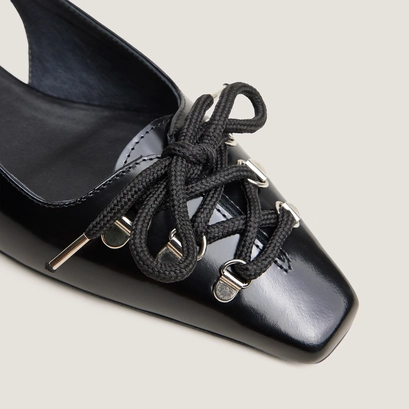 Ballerines slingbacks à lacets noir