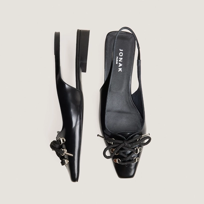Ballerines slingbacks à lacets noir