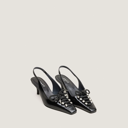Escarpins slingbacks à lacets noir