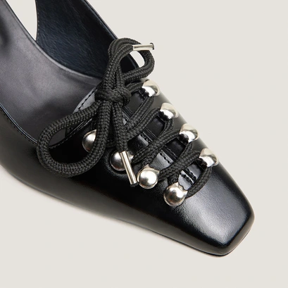 Escarpins slingbacks à lacets noir