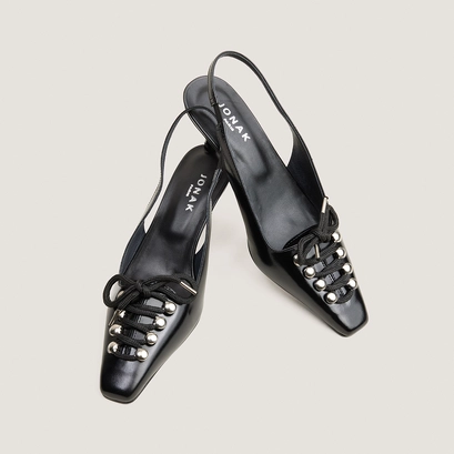 Escarpins slingbacks à lacets noir
