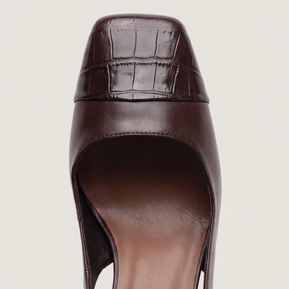 Escarpins à talon en cuir effet croco noir et cuir noir | DESTINO | Jonak