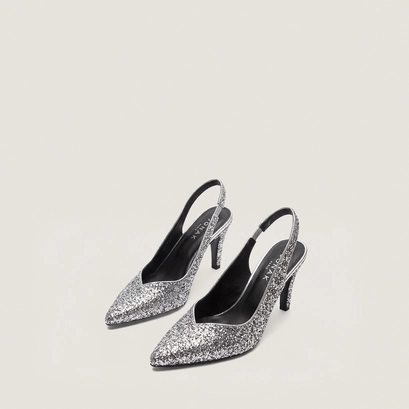 Escarpins slingbacks et à bouts pointus argent